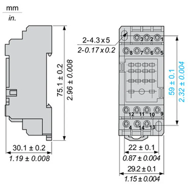 Harmony, Socket, Harmony Relay, RXZ, mixed contact, 29 mm, 4 C/O, 7 A — photo 2 of 2