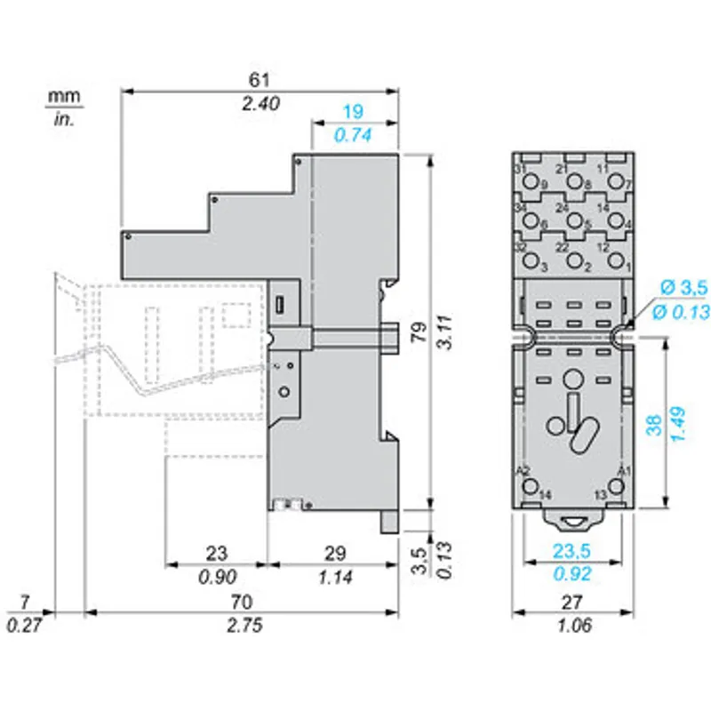 socket, Harmony Electromechanical Relays, for RXM3 relays, screw connec to rs, separate contact — photo 2 of 12