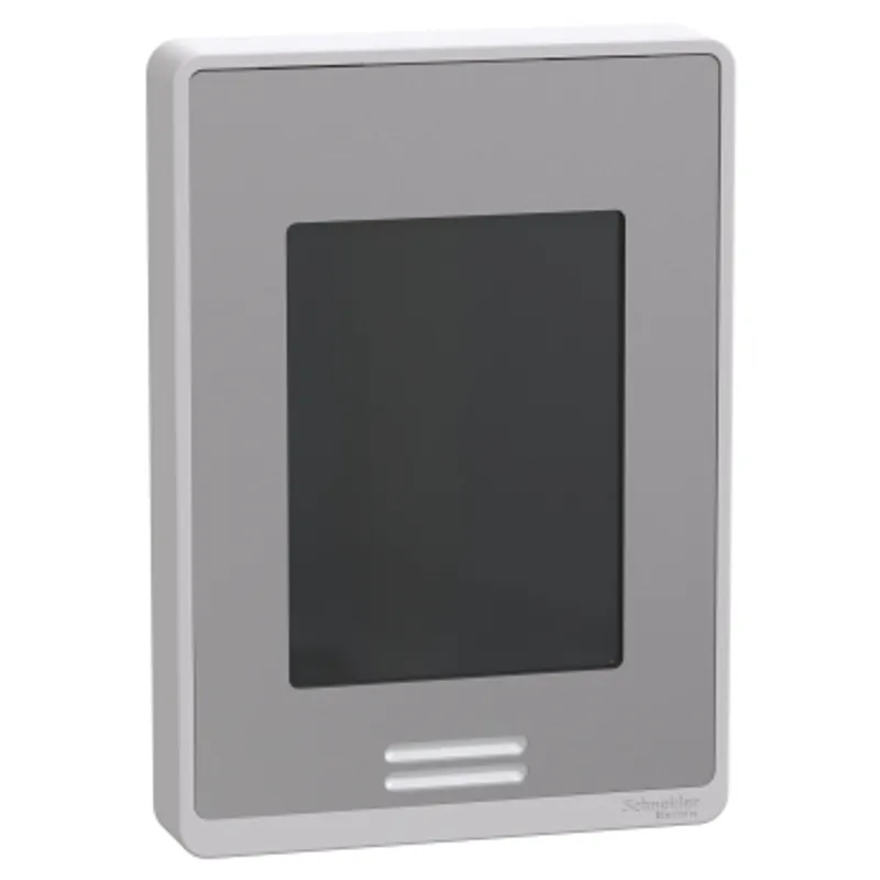 Hotel Line-Voltage Fan Coil Room Controller: BACnet MS/TP, RH sensor & control, PIR motion sensor, Silver Case/Fascia