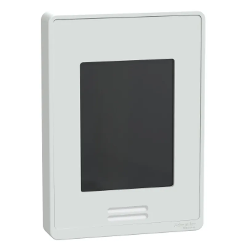 Hotel Line-Voltage Fan Coil Room Controller: BACnet MS/TP, RH sensor & control, PIR motion sensor, White Case/Fascia
