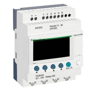 compact smart relay, Zelio Logic SR2 SR3, 10 IO, 24V DC, no clock, display