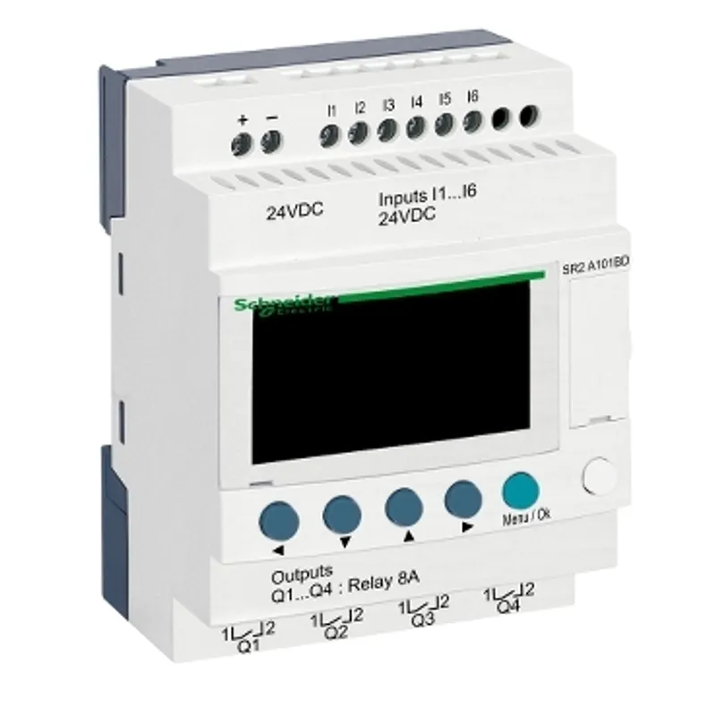 compact smart relay, Zelio Logic SR2 SR3, 10 IO, 24V DC, no clock, display — photo 1 of 5