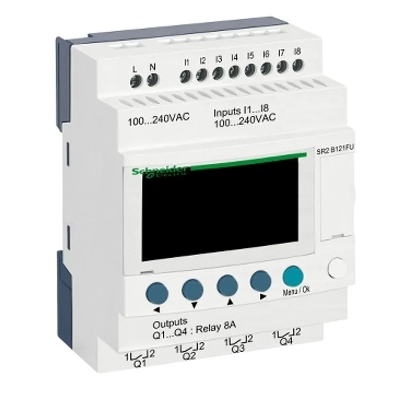compact smart relay, Zelio Logic SR2 SR3, 12 IO, 100 to 240V AC, clock, display — photo 1 of 5