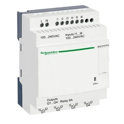 compact smart relay, Zelio Logic SR2 SR3, 10 IO, 100 to 240V AC, no clock, no display