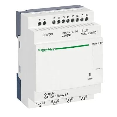 Schneider Electric SR2E121BD – Compact smart relay, Zelio Logic SR2 SR3, 12 IO, 24V DC, clock, no display