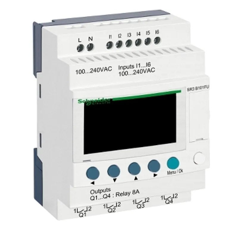 modular smart relay, Zelio Logic SR2 SR3, 10 IO, 100 to 240V AC, clock, display — photo 1 of 5
