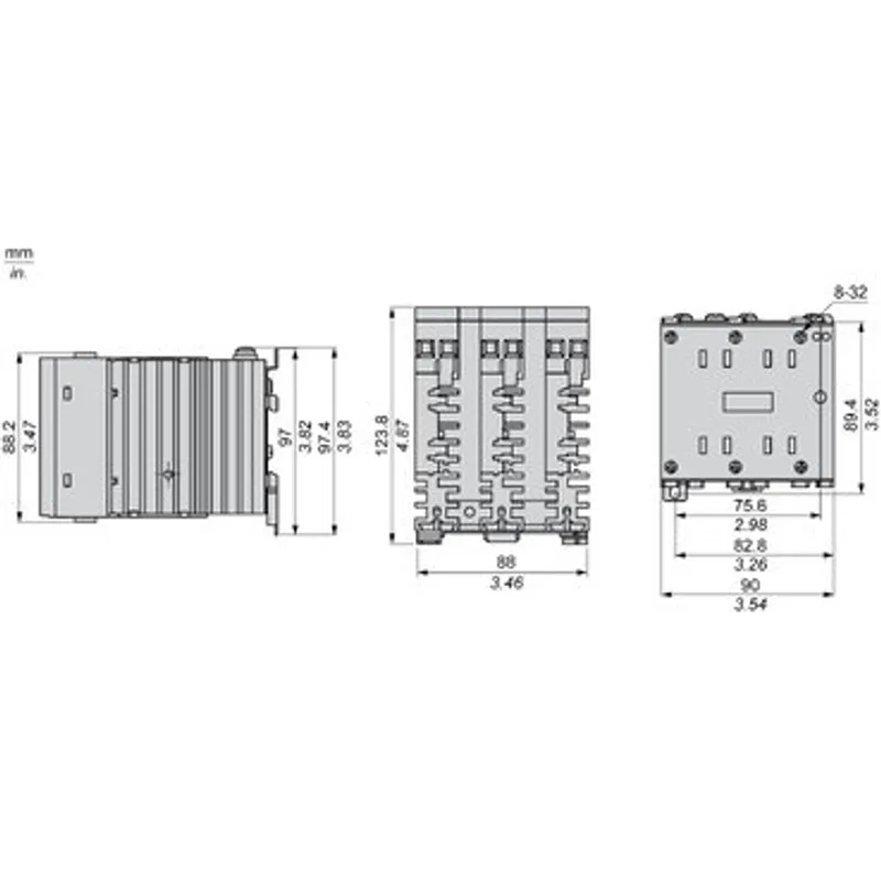 single phase relay, Harmony Solid State Modular Relays, 25A, DIN rail mount, zero voltage switching, input 4 to 32V DC, output 48 to 600V AC — photo 2 of 9