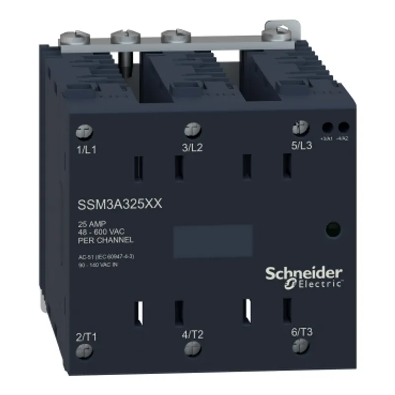 single phase relay, Harmony Solid State Modular Relays, 25A, DIN rail mount, zero voltage switching, input 4 to 32V DC, output 48 to 600V AC — photo 4 of 9