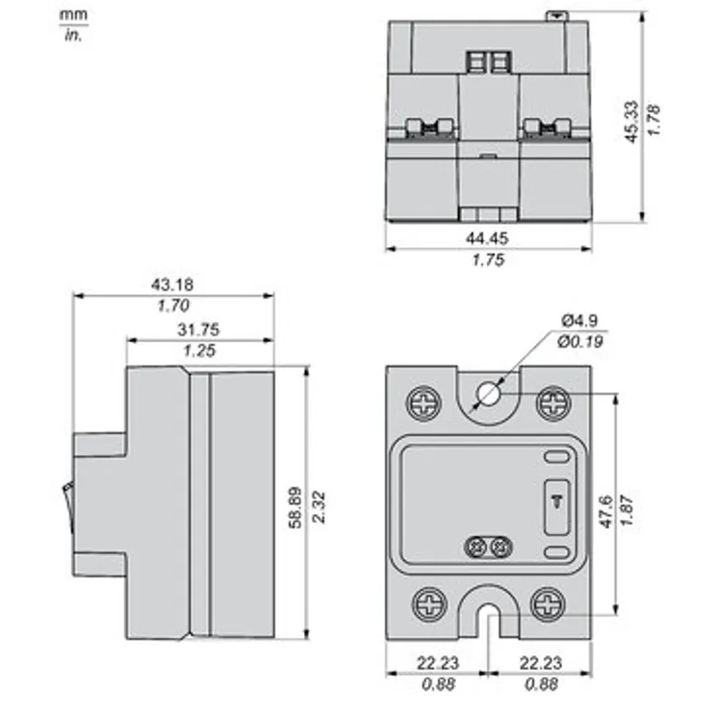 Harmony, Solid state relay, 75 A, DIN rail mount, zero voltage switching, termal pad and smart diagnostic, input 4â€¦32 V DC, output 48â€¦660 V AC — photo 2 of 8
