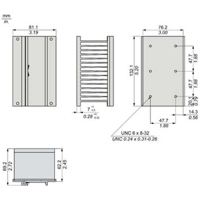 heat sink, Harmony Solid State Relays, DIN rail mount, thermal resistance 1 degree C W — photo 2 of 3