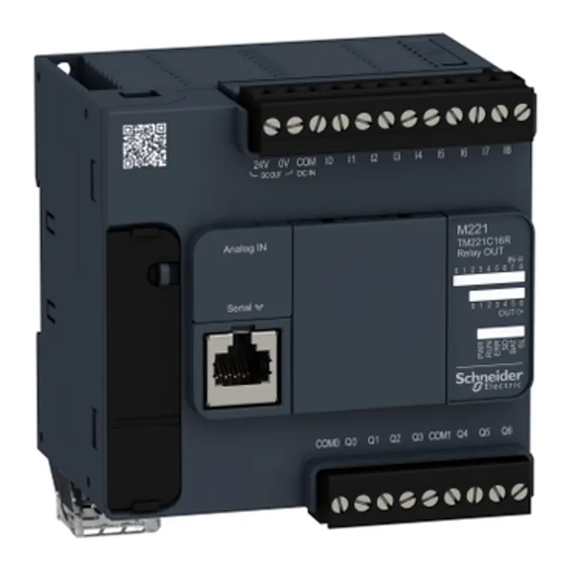 logic controller, Modicon M221, 16 IO, 7 relay outputs, 100â€¦240V AC