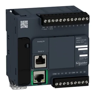 logic controller, Modicon M221, 16 IO, 9 DI, 7 DO, relay, Ethernet