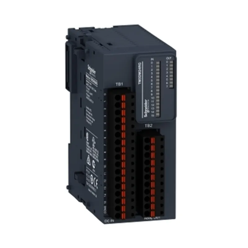 discrete IO module, Modicon TM3, 24 IO, 16 inputs, 8 relay outputs, spring, 24V DC