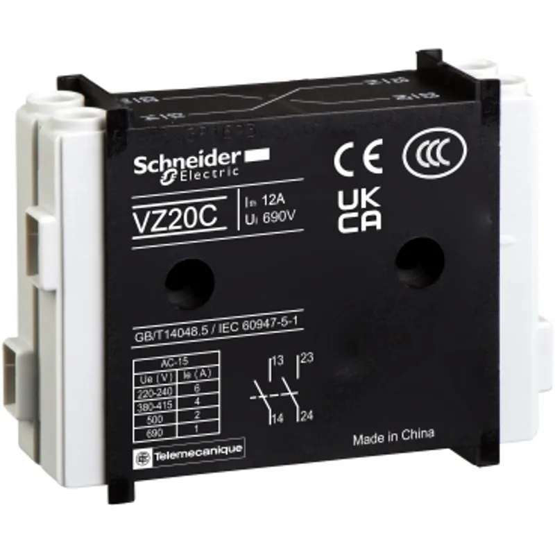 Auxiliary contact block,TeSys Control,1 NO + 1 NO,for V02-V6
