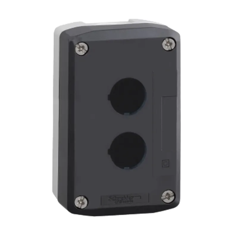 Empty control station, Harmony XALD, XALK, plastic, dark grey lid, for push button 22mm, 2 cut outs — photo 1 of 12