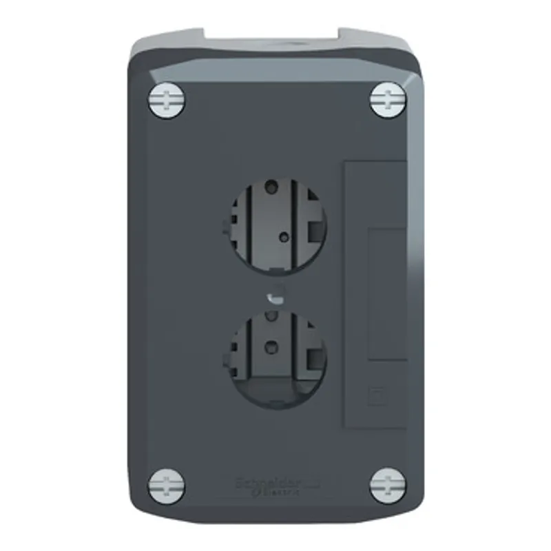 Empty control station, Harmony XALD, XALK, plastic, dark grey lid, for push button 22mm, 2 cut outs — photo 6 of 12