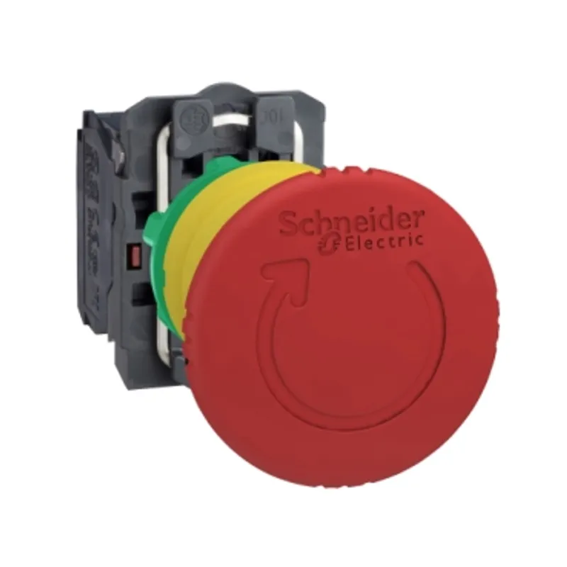 Emergency stop switching off, Harmony XB5, plastic, red mushroom 40mm, 22mm, trigger latching turn to release, 1NO+1NC — photo 1 of 11