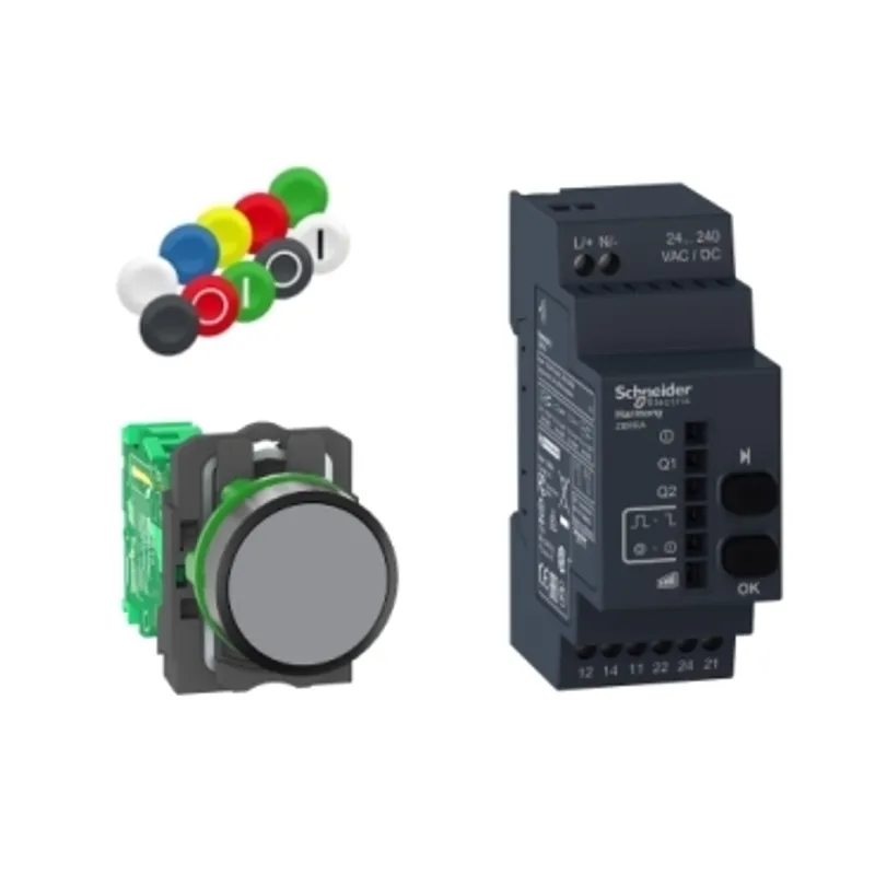 Wireless and batteryless package, Harmony XB5R, Wireless push button and configurable receiver with 10 colored caps, plastic, 22mm, 24...240V AC DC — photo 1 of 9