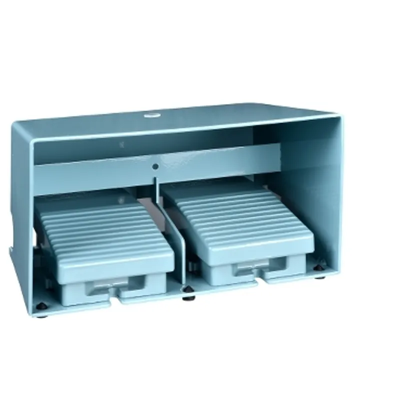 Double foot switch, Harmony XPE, metal, blue, with cover, 1 step, 2 contacts 1NO+NC, IP66 — photo 1 of 3