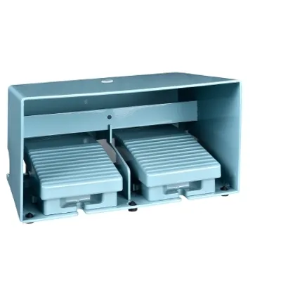 Foot switch, Harmony XPE, Double foot switch, metal, blue, with cover, 1 step, 2 contacts 2 NO + NC, IP66