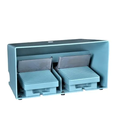 Double foot switch, Harmony XPE, metal, blue, with cover, trigger mechanism, 1 step, 2 contacts 1NO+NC, IP66