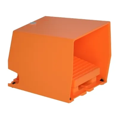 Single foot switch, Harmony XPE, metal, orange, with cover, 1 step, 1 contact 1NC+NO, IP66