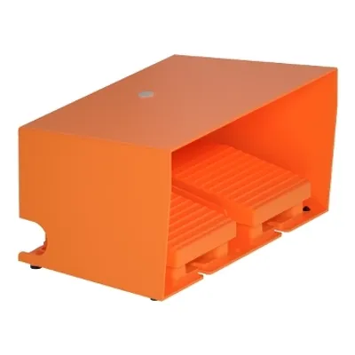 Double foot switch, Harmony XPE, metal, orange, with cover, 1 step, 2 contacts 1NO+NC, IP66