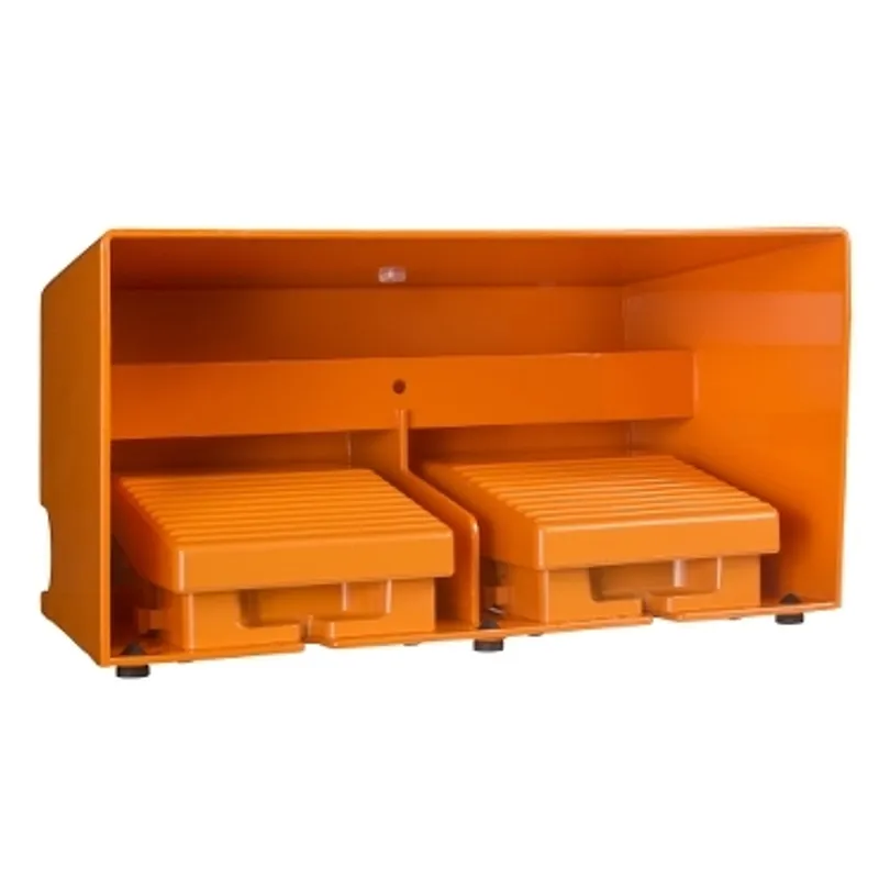 Double foot switch, Harmony XPE, metal, orange, with cover, 1 step, 2 contacts 2 NO+NC, IP66 — photo 1 of 2