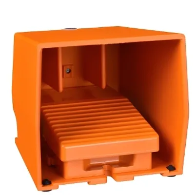 Single foot switch, Harmony XPE, metal, orange, with cover, 2 steps, 2 contacts 1NC+NO, IP66