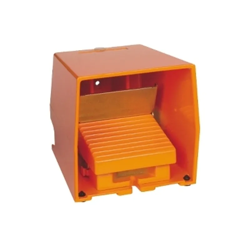 Single foot switch, Harmony XPE, metal, orange, with cover, trigger mechanism, 2 steps, 2 contacts 1NC+NO, IP66 — photo 1 of 9