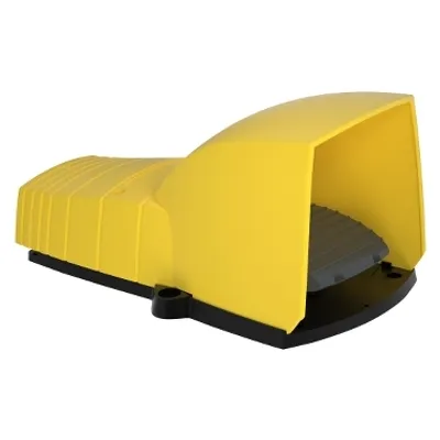 Single foot switch, Harmony XPE, plastic, yellow, with cover, 1 step, 1 contact 1NC+NO, IP55