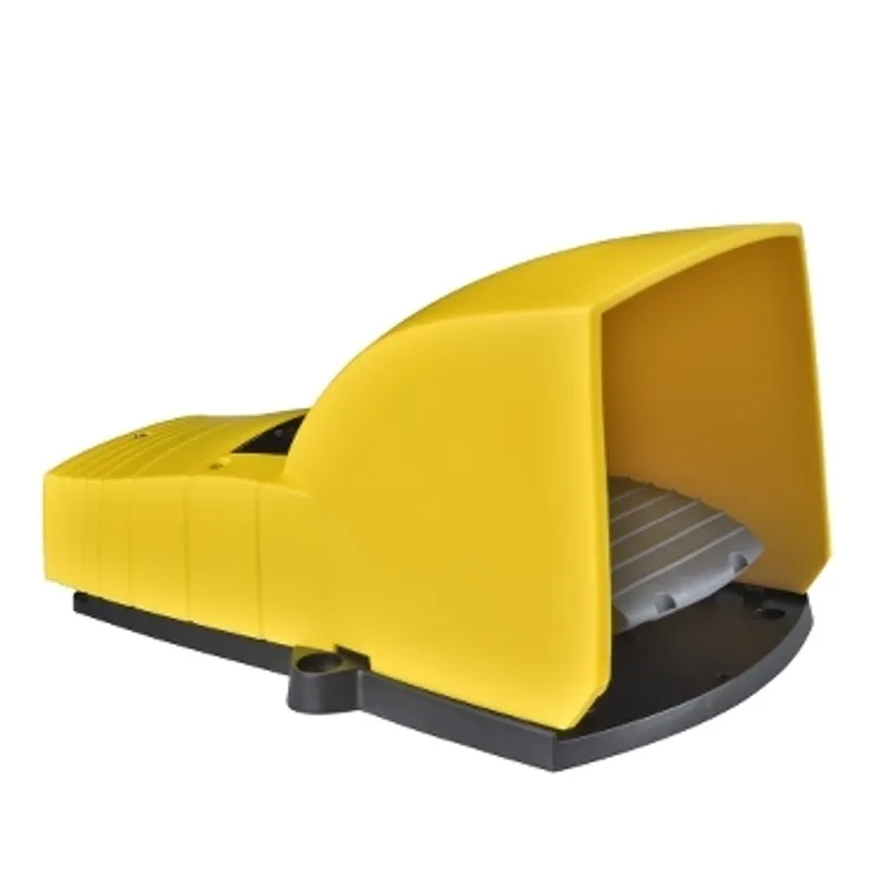Single foot switch, Harmony XPE, plastic, yellow, with cover, trigger mechanism, 1 step, 1 contact 1NC+NO, IP55 — photo 1 of 7