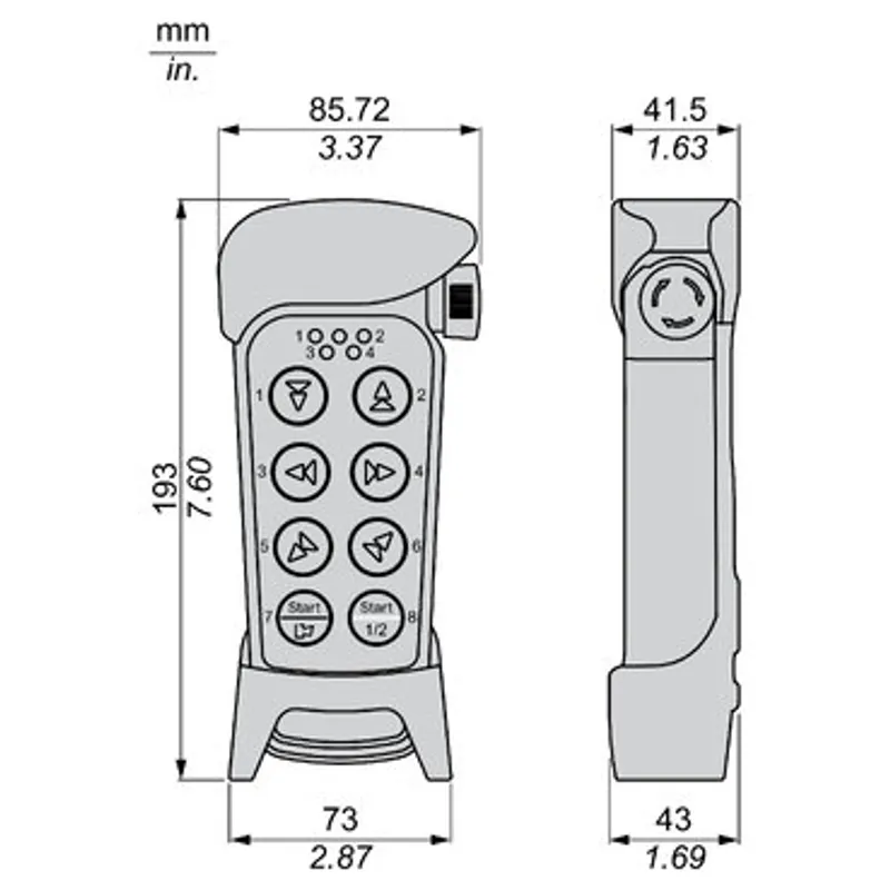 Remote control, Harmony eXLhoist, compact, LED, 6 motion push buttons, 2 auxiliary push buttons — photo 2 of 13