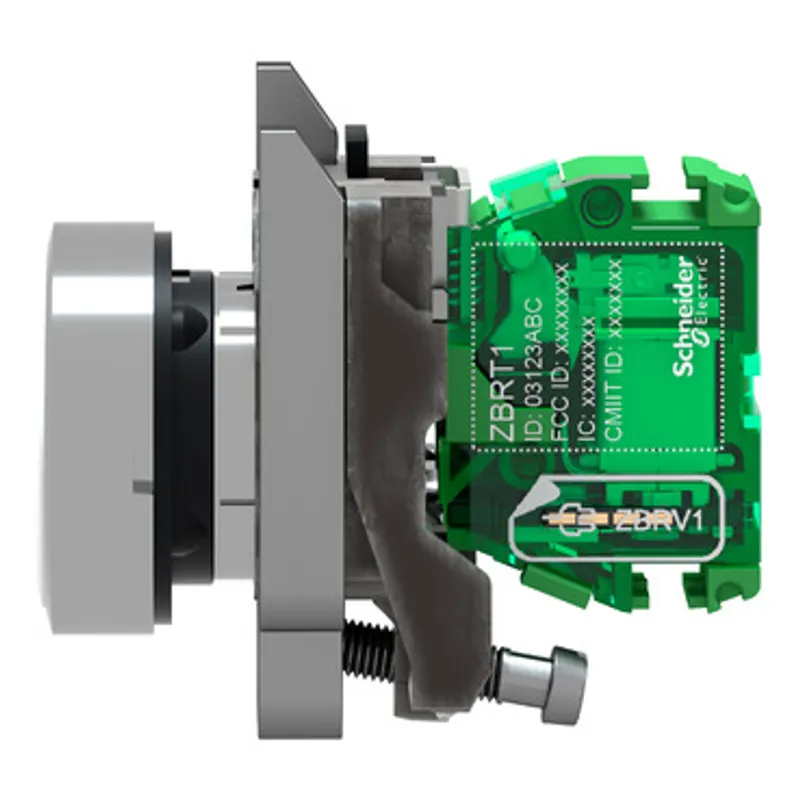 Wireless and batteryless transmitter, Harmony XB5R, push button, metal, white, 22mm, spring return — photo 5 of 13