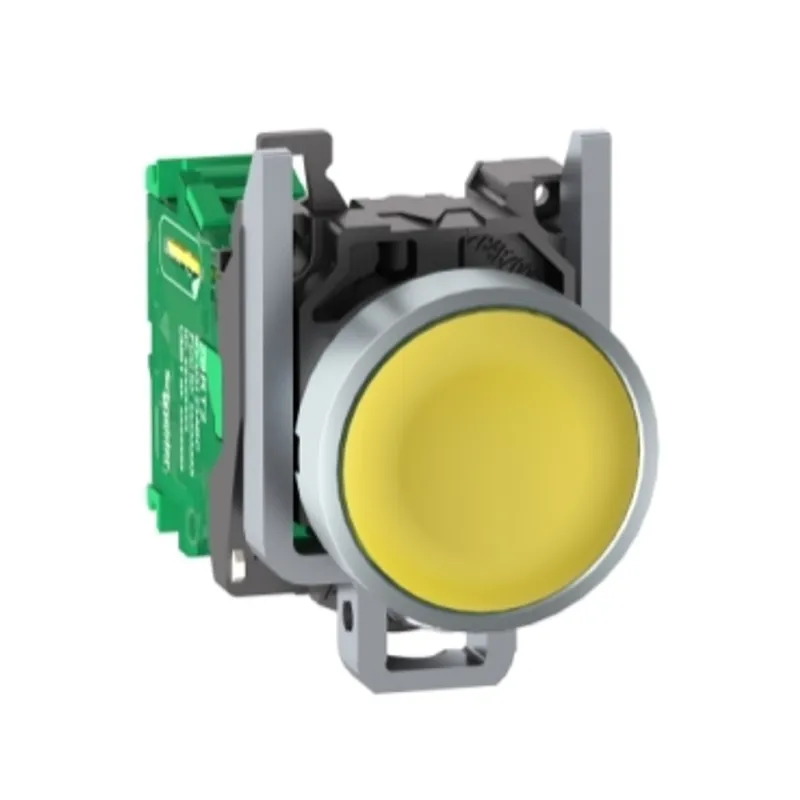 Wireless and batteryless transmitter, Harmony XB5R, push button, metal, yellow, 22mm, spring return — photo 1 of 13