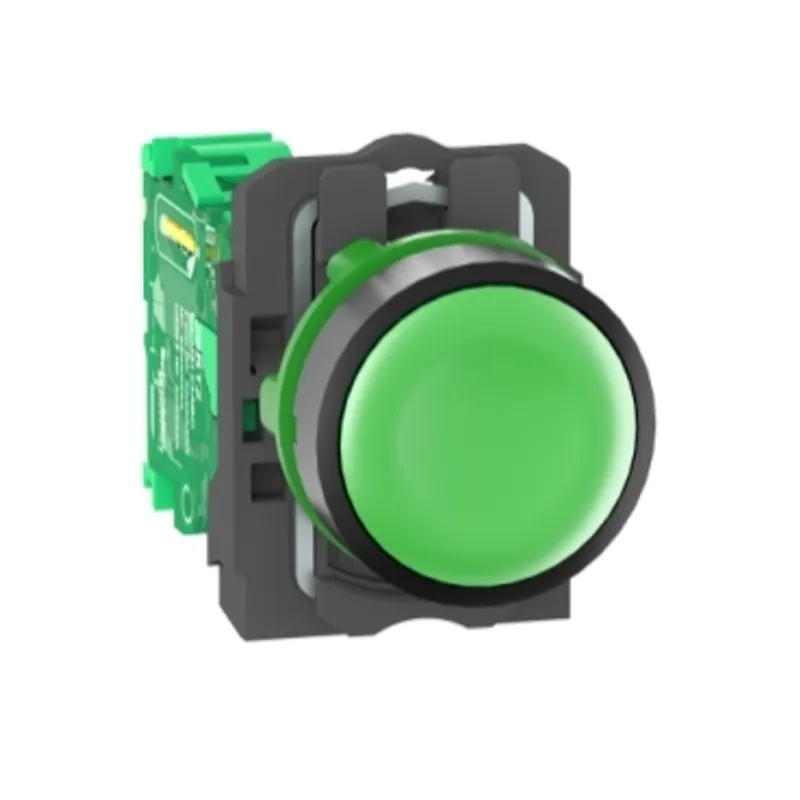 Wireless and batteryless transmitter, Harmony XB5R, push button, plastic, green, 22mm, spring return — photo 1 of 14