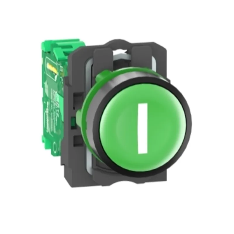Wireless and batteryless transmitter, Harmony XB5R, push button, plastic, green, 22mm, spring return, marked I — photo 1 of 14