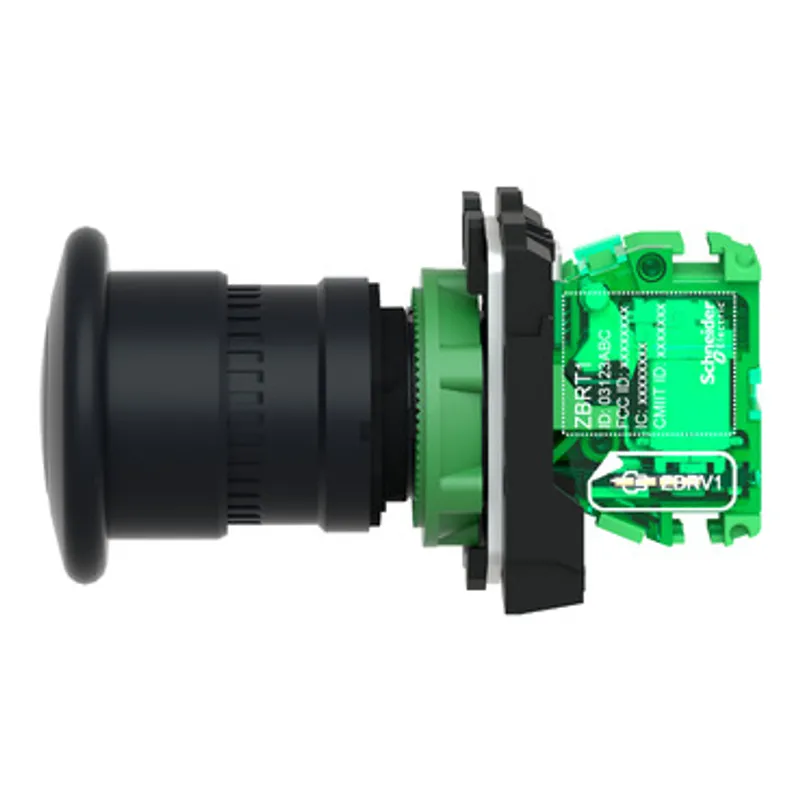 Wireless and batteryless transmitter,transmitter, Harmony XB5R, mushroom head 40mm, plastic, black, 22mm, spring return — photo 9 of 14